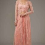 Pink Net Hand Embroidered Jacket Set