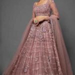 Dusty Pink Net Embroidered Lehenga Set