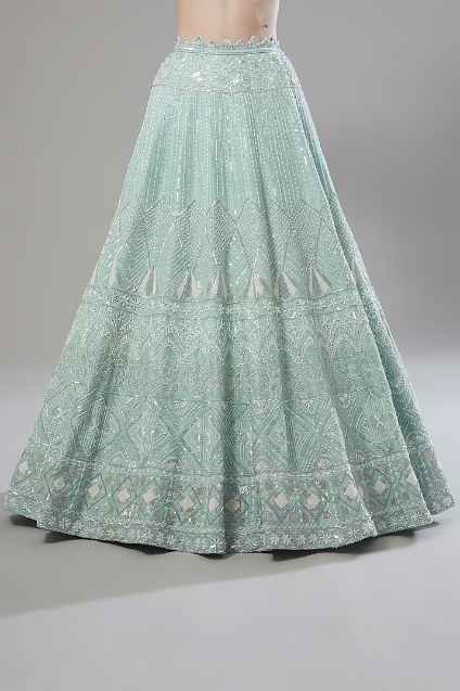 Mint Green Embroidered Lehenga Set - Image 2