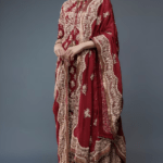 Red Chiffon Thread Embroidered Sharara Set