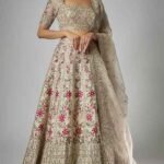 Ivory Organza Embroidered Lehenga Set