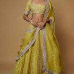 Yellow Organza Embroidered Lehenga Set