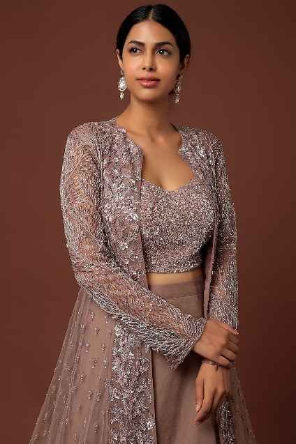 Purple Embroidered Jacket Set - Image 4