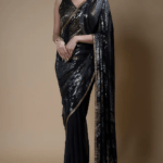 Black Chiffon Embroidered Saree Set