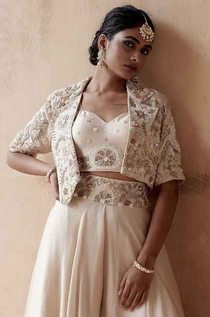 Ivory Organza Sharara Set - Image 3