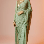 Mint Green Chiffon Embroidered Saree Set