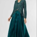 Emerald Green Embroidered Jacket Set
