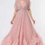 Blush Pink Net Embroidered Jacket Set