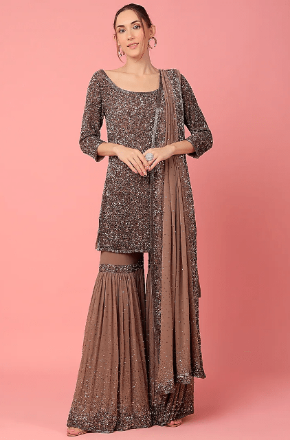 Mouse Embroidered Sharara Set