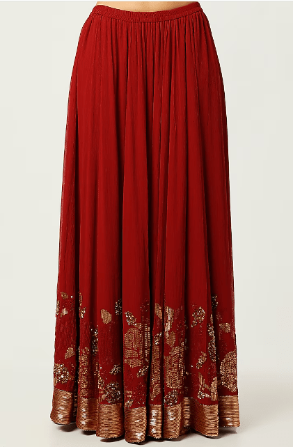 Red Sharara Set With Embroidery - Image 3