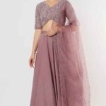 Dusty Purple Organza Lehenga Set