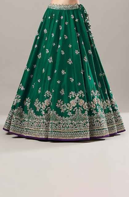 Green Embroidered Lehenga Set - Image 3