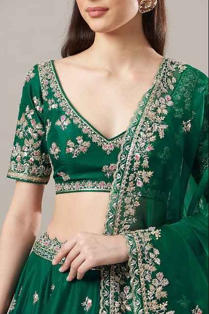 Green Embroidered Lehenga Set - Image 4