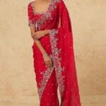 Red Zardosi Embroidered Saree Set