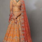 Orange Embroidered Lehenga Set
