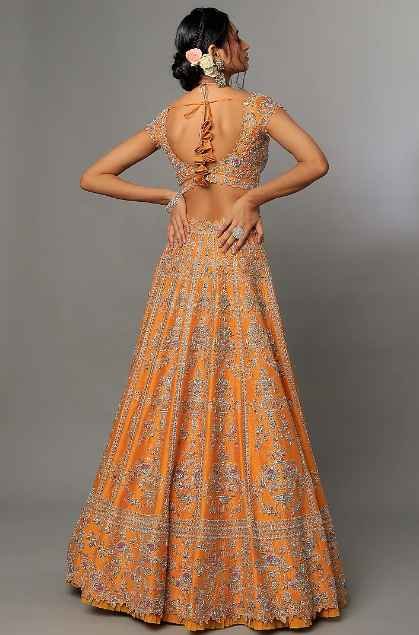 Orange Embroidered Lehenga Set - Image 2