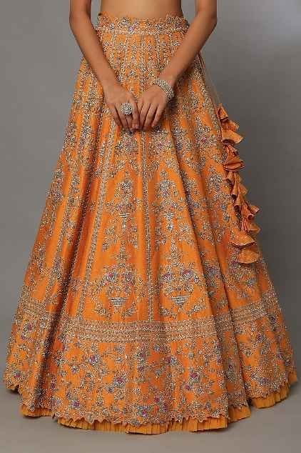 Orange Embroidered Lehenga Set - Image 3