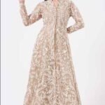 Beige Embroidered Jacket Set