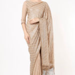 Beige Sequins Embroidered Saree Set
