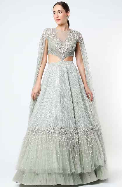 Mint Embroidered Lehenga Set