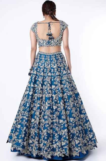 Blue Embroidered Lehenga Set - Image 2