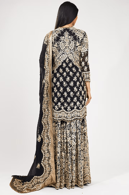 Black Embroidered Sharara Set - Image 2