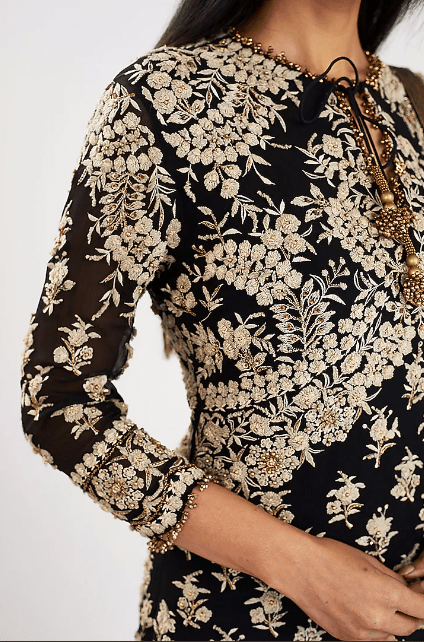 Black Embroidered Sharara Set - Image 3