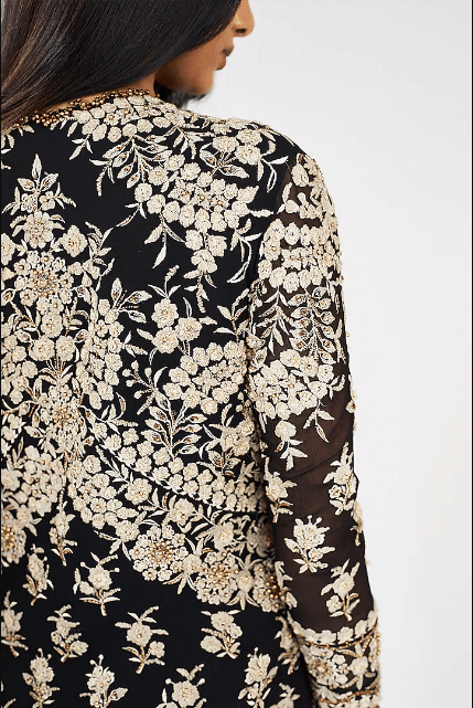 Black Embroidered Sharara Set - Image 4