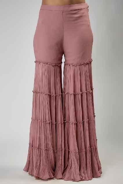 Blush Pink Viscose & Organza Sharara Set - Image 3