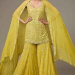 Yellow Georgette Mirror Embroidered Sharara Set