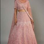 Old Rose Organza Embroidered Lehenga Set