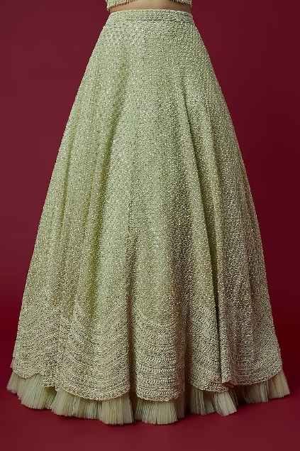 Mint Green Embroidered Lehenga Set - Image 3