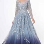 Grey & Blue Embroidered Gown