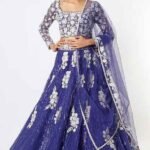 Bluish Purple Sequins Handcrafted Lehenga Set