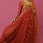 Rust Embroidered Anarkali Set