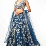 Teal Blue Dupion Silk Lehenga Set