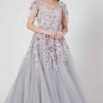 Grey Sequins Embroidered Gown