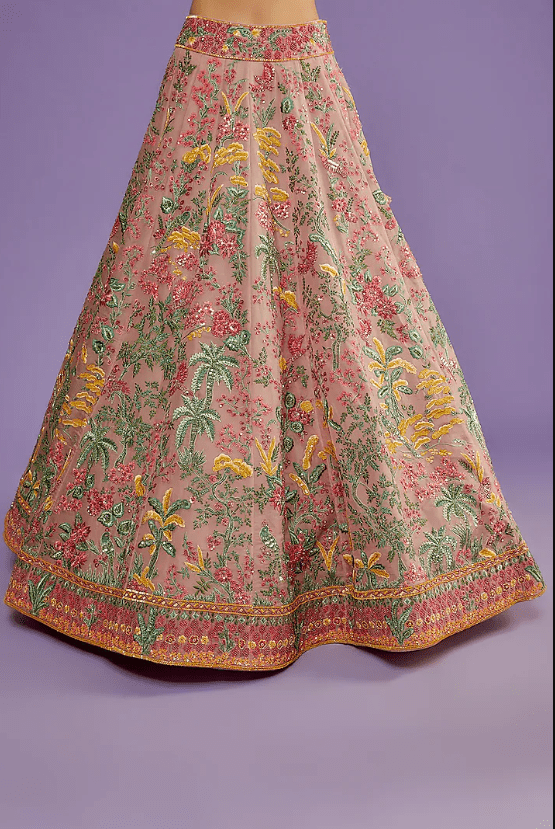 Peach Organza Embroidered Lehenga Set - Image 2