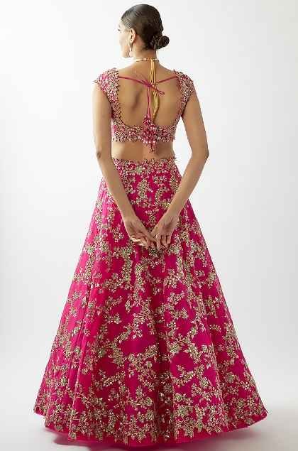 Cherry Red Organza Lehenga Set - Image 2