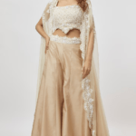 Beige Slub Silk Sharara Set