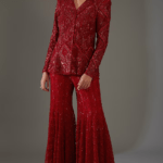 Red Double Georgette Sharara Set