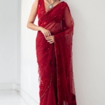 Red Soft Tulle Saree Set