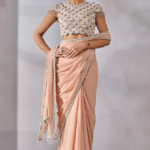 Old Rose Silk Chiffon Draped Saree Set