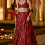 Red Sequins Embroidered Lehenga Set