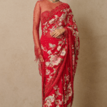 Red Georgette Embroidered Saree Set