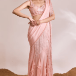 Pink Georgette Draped Saree Set