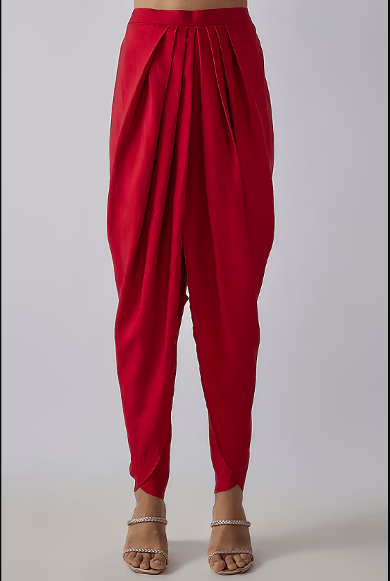 Red Silk Zardosi Embroidered Cape Set - Image 3