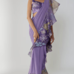 Purple Georgette Ruffled Saree Se