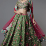 Olive Green Digital Printed Lehenga Set