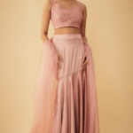 Rose Pink Satin Fish-Cut Lehenga Set